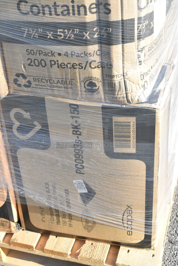 35 BRAND NEW Boxes Including 3 Box 5001BNAP Choice 1-Ply White Beverage / Cocktail Napkin - 4000/Case, 347TCL12 Choice 12 oz. Clear Disposable Plastic Tumbler - 500/Case, 795PTOKFT3 Choice Kraft Microwavable Folded Paper #3 Take-Out Container 7 3/4" x 5 1/2" x 2 1/2" - 200/Case, 50010DWALLWH Choice 10 oz. White Smooth Double Wall Paper Hot Cup, 395RP09 EcoChoice No PFAS Added Bamboo / Bagasse Blend 9" Plate - 500/Case, SN200-3L Genpak SN200-BK 9" x 9" x 3" Black Hinged Lid Foam Container - 200/Case, 2 Box 394365M Noble Products Powder-Free Disposable Clear Vinyl Gloves for Foodservice - Medium - 1000/Case, 795PTOWHT1 Choice White Microwavable Folded Paper #1 Take-Out Container 4 3/8" x 3 1/2" x 2 1/2" - 450/Case, 500TO993 Choice 9" x 9" x 3" Microwavable 1-Compartment Black / Clear Plastic Hinged Container - 100/Case, 5004C Choice 4 oz. Coffee Print Poly Paper Hot Cup - 1000/Case, 2 Box 129MCR24B Choice 24 oz. Black Round Microwavable Heavy Weight Container with Lid 7 1/4" - 150/Case, 347TCL12 Choice 12 oz. Clear Disposable Plastic Tumbler - 500/Case. 35 Times Your Bid!  - Image 10 of 12