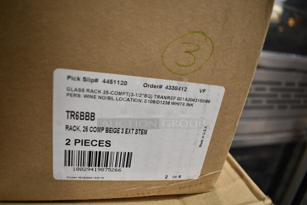 PALLET LOT of 14 BRAND NEW Boxes Including 3 Boxes of Vollrath TR6BBB Traex Full-Size 25-Compartment 7 7/8" Glass Rack and 11 Vollrath TR11GGG-02 Traex Rack Max Full-Size 20-Compartment 7 7/8" Glass Rack. 14 Times Your Bid!  - Image 3 of 4