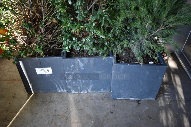 ALL ONE MONEY! Lot of 6 Various Fake Plants in Stone Planters! Includes 12x12x43 - Image 5 of 5