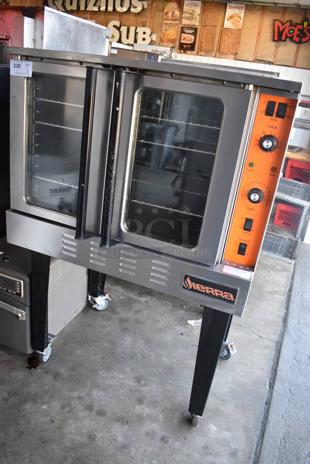 Sierra Stainless Steel Commercial Natural Gas Powered Full Size Convection Oven w/ View Through Doors, Metal Oven Racks and Thermostatic Controls on Metal Legs w/ Commercial Casters. 38x33x58.5 - Image 4 of 10