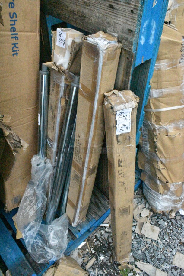 4 Boxes of 4 BRAND NEW SCRATCH AND DENT! Legs Including 3 Boxes of Lancaster Table & Seating 164TCLWDWT37 Antique White Wash Legs and 1 Metal Leg Set. May Be Missing Pieces. 4 Times Your Bid!  - Image 3 of 6