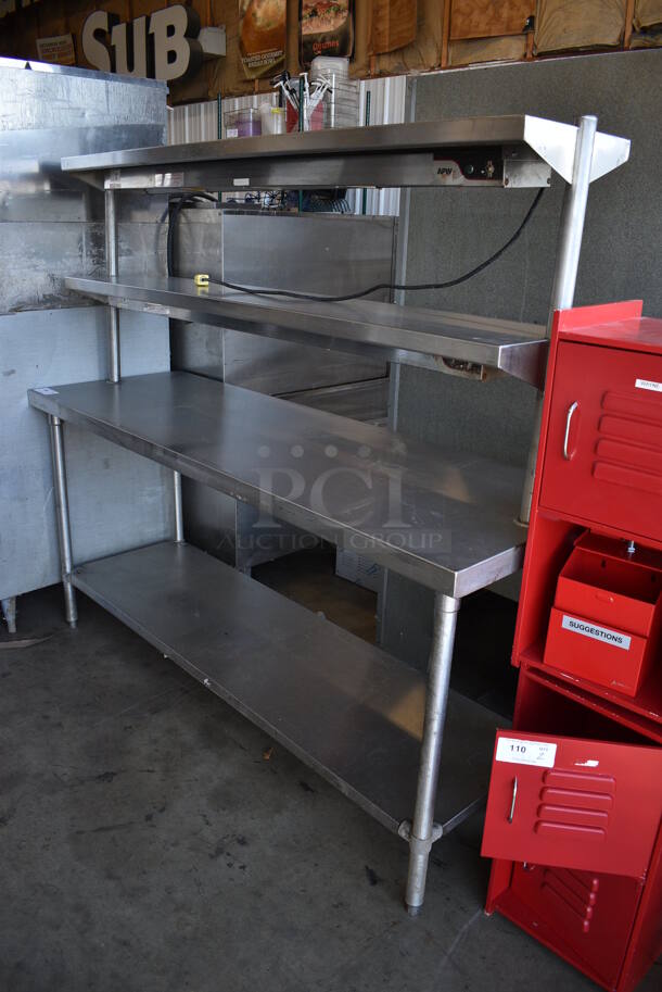 Stainless Steel Commercial Table w/ 2 APW Wyott FD-60 Warming Strip, 2 Over Shelves and Under Shelf. 73x24x66 - Image 1 of 5