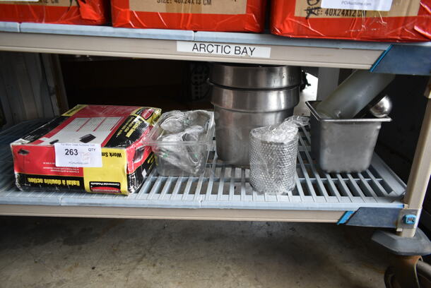 ALL ONE MONEY! Tier Lot of Various Items Including Stainless Steel Cylindrical Bins - Image 1 of 3