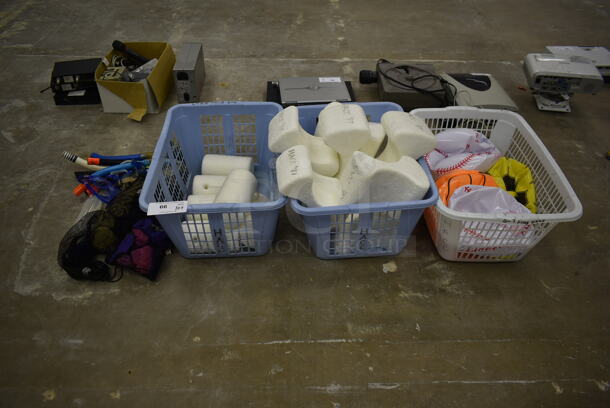 ALL ONE MONEY! Lot of Various Items Including 3 Poly Baskets, Breathing Tubes and Inflatable Balls. (Main Building)