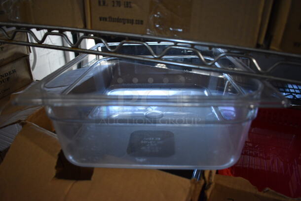 ALL ONE MONEY! Lot of 6 BRAND NEW IN BOX! Rubbermaid Poly Clear 1/2 Size Drop In Bins. 1/2x4