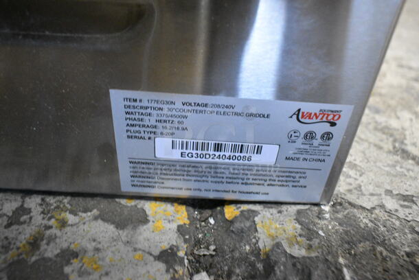 BRAND NEW SCRATCH AND DENT! Avantco 177EG30N Stainless Steel Commercial Countertop Electric Powered Flat Top Griddle. 208/240 Volts, 1 Phase.  - Image 7 of 7
