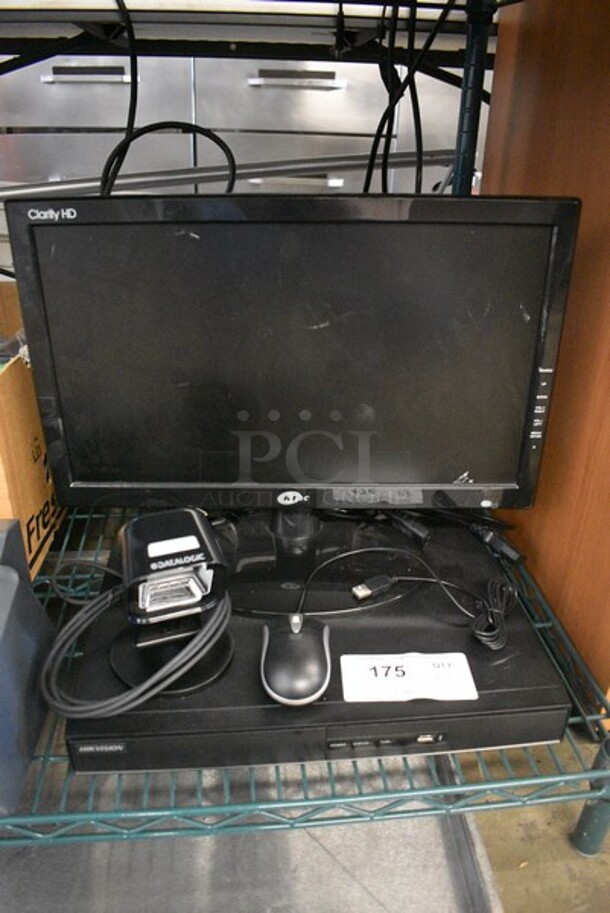 ALL ONE MONEY! Lot of 18" KT&C Model KPM-7519HDMIA Monitor, HIK Vision Recorder, Data Logic Scanner and Mouse. - Image 1 of 5