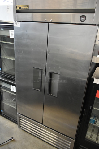 2015 True T-35 Stainless Steel Commercial 2 Door Reach In Cooler w/ Poly Coated Racks. 115 Volts, 1 Phase. Tested and Working!
