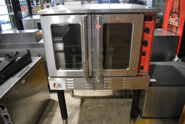 CPG Model FGC 100 Stainless Steel Commercial Natural Gas Powered Full Size Convection Oven w/ View Through Doors, Metal Oven Racks and Thermostatic Controls on Metal Legs. 54,000 BTU. 38x35x56 - Image 2 of 7