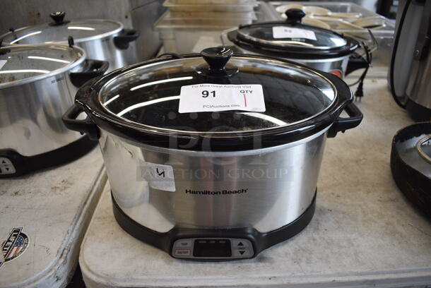 Hamilton Beach Model 33480 Metal Countertop Slow Cooker w/ Drop In and Lid. 120 Volts, 1 Phase. 18x12x11