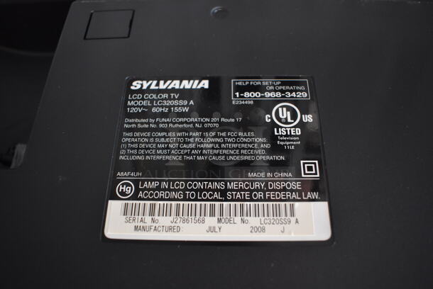Sylvania LC320SS9 A 32" Television. 120 Volts, 1 Phase. Buyer Must Pick Up - We Will Not Ship This Item. Tested and Working! - Image 3 of 6