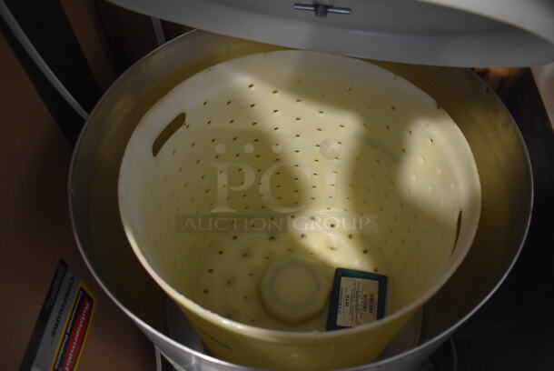 Electrolux Dito The Greens Machine Stainless Steel Commercial Floor Style Lettuce Spinner Salad Spinner on Commercial Casters. 27x27x32. Tested and Does Not Power On - Image 3 of 5