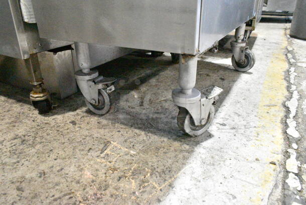 Pitco Frialator Stainless Steel Commercial Floor Style Natural Gas Powered Deep Fat Fryer on Commercial Casters. 110,000 BTU.  - Image 3 of 6