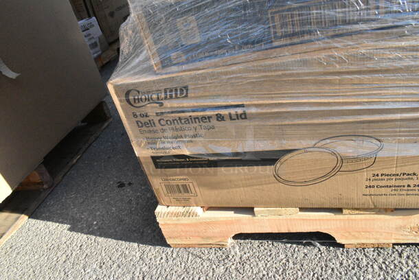 23 BRAND NEW Boxes Including 500MFT Lavex White M-Fold (Multifold) Towel - 4000/Case, 127PL400 Choice PET Plastic Lid for 3.25 to 5.5 oz. Souffle Cup / Portion Cup - 2500/Case, 760FF16 Choice 16 oz. French Fry Cup - 1000/Case, 128HD8COMBO Choice Heavy Duty 8 oz. Microwavable Translucent Plastic Deli Container and Lid Combo Pack - 240/Case, 130BKKNIFEH Choice Black Heavy Weight Plastic Knife - 1000/Case, 433CARRIER4 Choice Pulp Fiber 4 Cup Carrier - 300/Case, 128HD8COMBO Choice Heavy Duty 8 oz. Microwavable Translucent Plastic Deli Container and Lid Combo Pack - 240/Case, 2451282WBPBL Baker's Lane 12" x 8" x 2 1/4" Pink Auto-Popup Window Donut / Bakery Box - 200/Bundle, 5002TPJ Morcon Morsoft 2-Ply 625' Jumbo Toilet Paper Roll with 8 1/2" Diameter - 12/Case, 130IC8PCLW1M Choice 8 lb. Clear Wicketed Ice Bag with Ice Print - 1000/Case. 23 Times Your Bid!  - Image 7 of 12