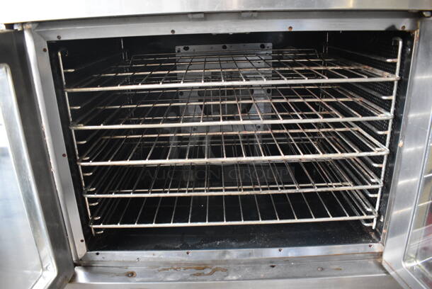 Vulcan Stainless Steel Commercial Electric Powered Full Size Convection Oven w/ View Through Doors, Metal Oven Racks and Thermostatic Controls on Commercial Casters. 208-240 Volts, 1 Phase. 40x31x40 - Image 5 of 5