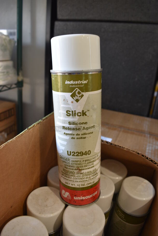 Box of 10 Cans of Slick Silicone Release Agent. 2.5x2.5x9.5
