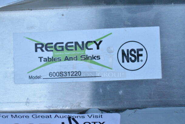 BRAND NEW SCRATCH AND DENT! Regency 600S31220 16-Gauge Stainless Steel Three Compartment Commercial Sink with Galvanized Steel Legs - 12" x 20" x 12" Bowls - Image 6 of 6