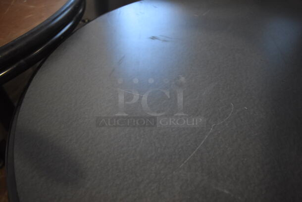 Gray Round Bar Height Table on Black Metal Table Base. 30x30x42 - Image 3 of 4