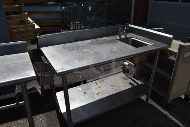 Stainless Steel Commercial Table w/ Sink Basin, Handles, Under Shelf, Back Splash and Right Side Splash Guard. 59x30x40. Bay 10x14x9 - Image 2 of 6