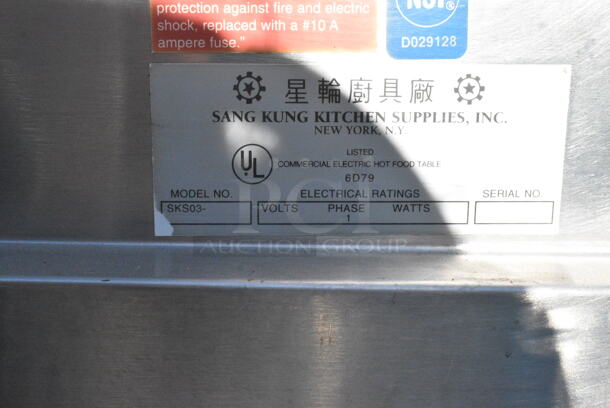 Sang Kung SKS03 Stainless Steel 4 Bay Steam Table.  - Image 5 of 6