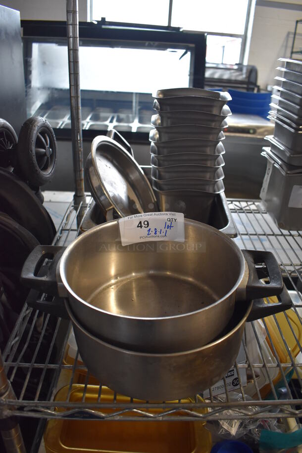 ALL ONE MONEY! Lot of Various Metal Items Including 2 Stock Pots and 8 Bins - Image 1 of 3