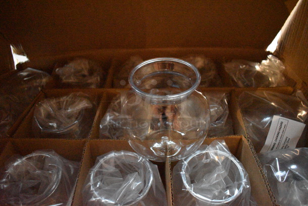 2 Boxes of 25 BRAND NEW Poly Fishbowls. Missing 1 Bowl. 4x4x4. 2 Times Your Bid! (lounge)