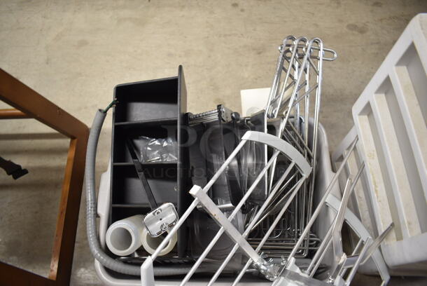 ALL ONE MONEY! Lot of Various Items In Gray Bus Bin and 2 Clear and White 3 Drawer Units!  - Image 2 of 4