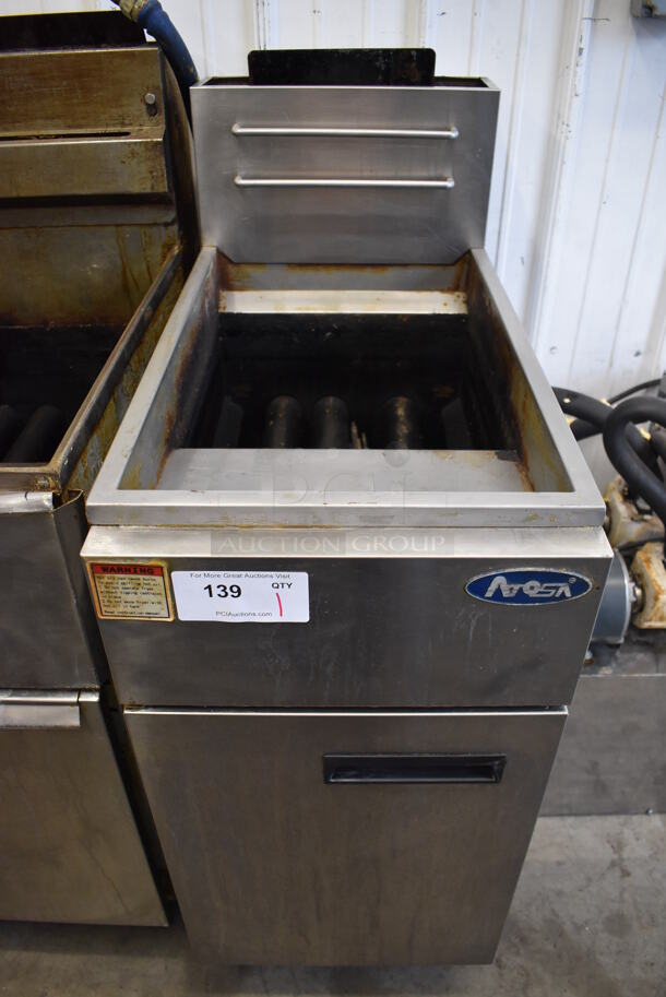 Atosa ATFS-40 Stainless Steel Commercial Floor Style Natural Gas Powered Deep Fat Fryer. 102,000 BTU. 15.5x30x44