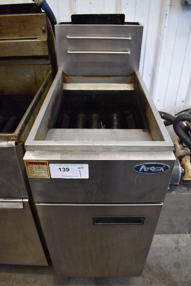Atosa ATFS-40 Stainless Steel Commercial Floor Style Natural Gas Powered Deep Fat Fryer. 102,000 BTU. 15.5x30x44 - Image 1 of 6