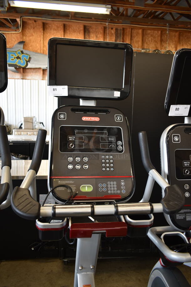 Star Trac Metal Commercial Floor Style Stationary Exercise Bicycle w/ Monitor and Heart Rate Handle Grip Monitors. Tested and Working! - Image 2 of 5