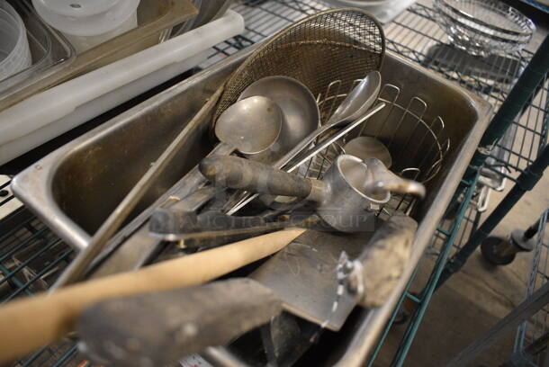 ALL ONE MONEY! Lot of Various Items Including Serving Spoons, Skimmer and Spatula in Metal Bin! - Image 4 of 4