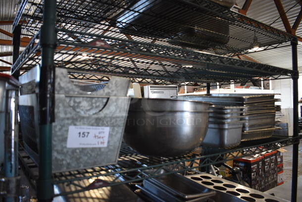 ALL ONE MONEY! Tier Lot of Various Items Including Metal Bins and Stainless Steel Drop In Bins