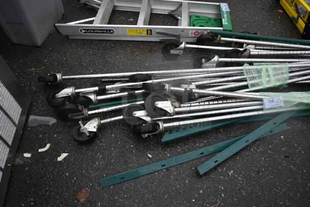 ALL ONE MONEY! Lot of Various 14 Wire Shelves and Chrome Finish Poles on Casters. - Image 4 of 5