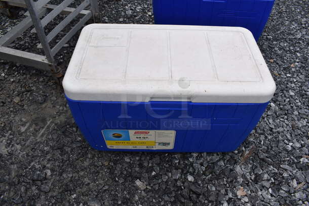 2 Coleman Blue and White Poly Insulated Portable Cooler. 25x14x15. 2 Times Your Bid! - Image 7 of 8