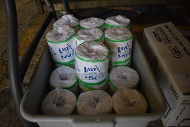 ALL ONE MONEY! Lot of 19 Lavex Toilet Paper Rolls in Gray Poly Bus Bin!