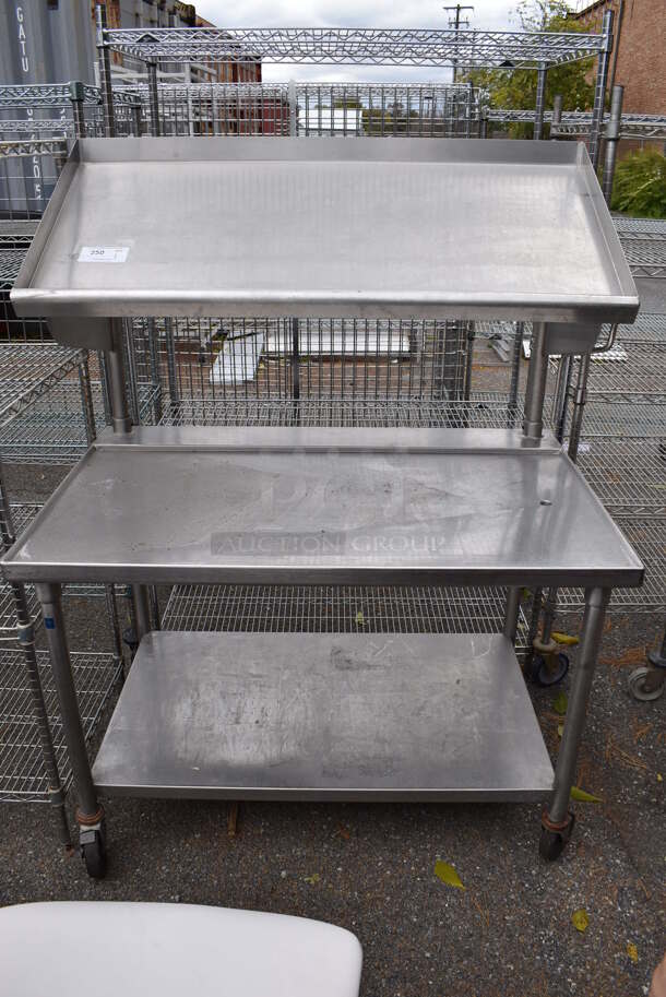 Stainless Steel Table w/ Over Shelf and Under Shelf on Commercial Casters. 48x30.5x63