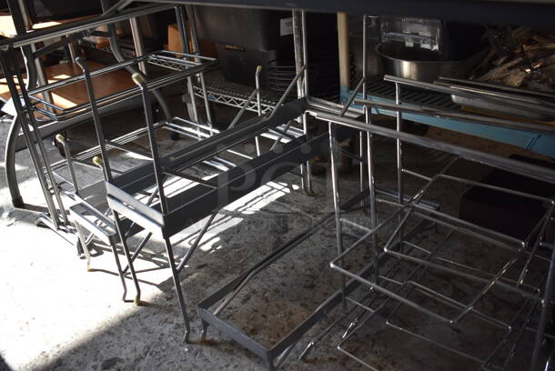 ALL ONE MONEY! Lot of Items Under Table Including 11 Various Metal Stands. Includes 8x24x3.5, 13x22x22, 9x15x18 - Image 2 of 7