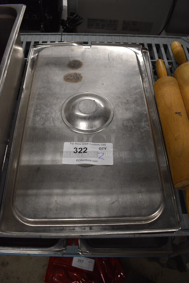 2 Stainless Steel Full Size Drop In Bin Lids. 2 Times Your Bid!