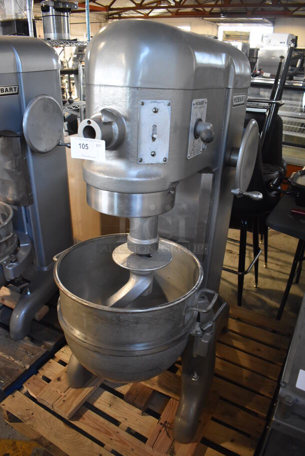 REFURBISHED! Hobart H 600 Metal Commercial Floor Style 60 Quart Planetary Dough Mixer w/ Stainless Steel Mixing Bowl and Dough Hook Attachment. Unit Has Been Professionally Refurbished! 208 Volts, 3 Phase. 28x40x56 - Image 3 of 10