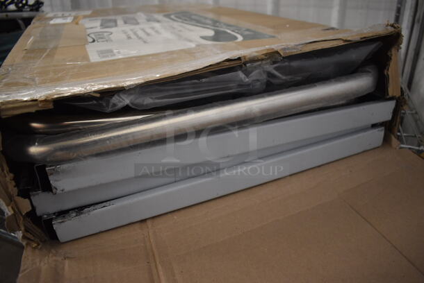 BRAND NEW IN BOX! Choice Stainless Steel 33 3/4" x 21" x 37" Knocked Down 18 Gauge 3 Shelf Utility Cart on Casters.  - Image 4 of 4