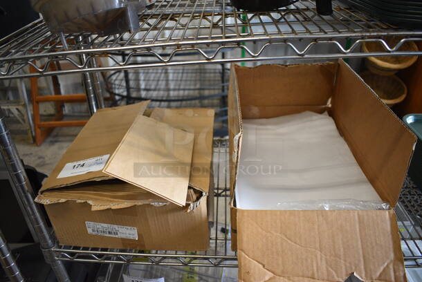 ALL ONE MONEY! Lot of 2 Boxes; Brown Paper Bags and White Sheets!