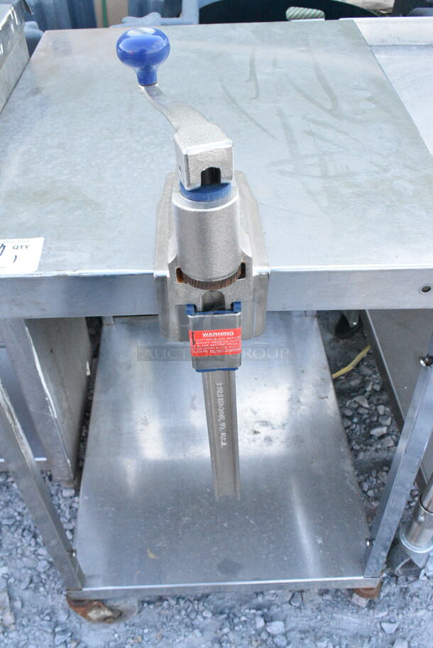 Stainless Steel 2 Tier Cart w/ Mounted Can Opener on Commercial Casters.  - Image 3 of 3