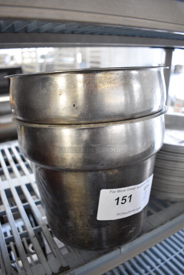 2 Stainless Steel Cylindrical Drop In Bins. 9.5x9.5x8.5. 2 Times Your Bid! - Image 2 of 3