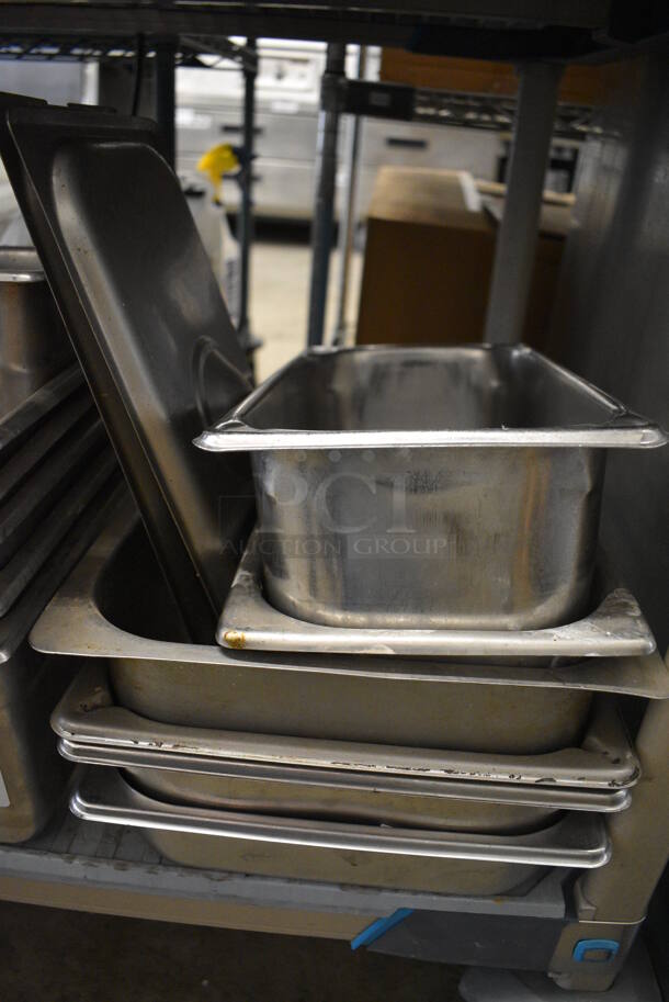 ALL ONE MONEY! Lot of 12 Various Stainless Steel Drop In Bins and 3 Third Size Drop In Bin Lids! Includes 1/2 Size, 1/3 Size and 1/4 Size. - Image 3 of 5