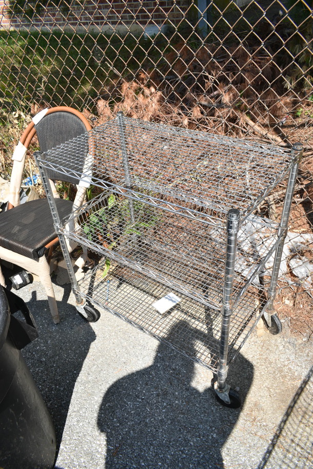2 Chrome Finish Wire Items; Shelving Unit and Cart. 18x36x37, 30x18.5x33. 2 Times Your Bid!  - Image 5 of 6