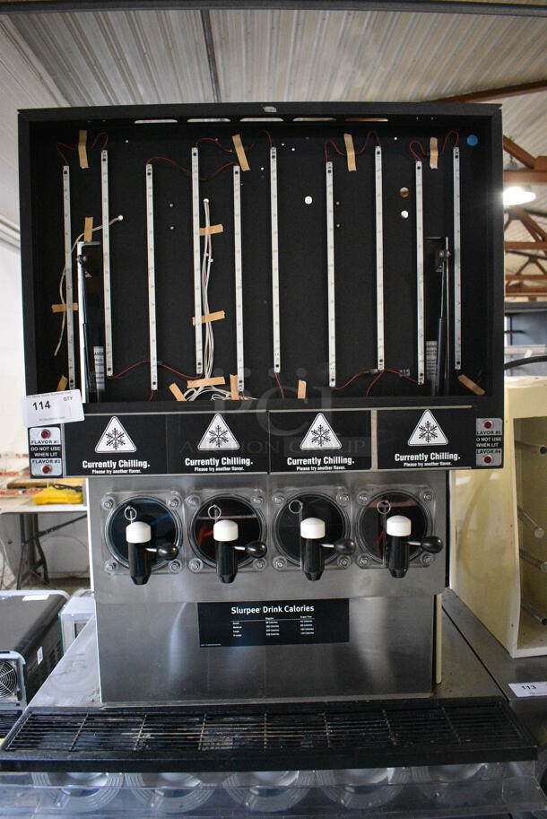 FBD Model FBD564 RC Stainless Steel Commercial Countertop 4 Flavor Slushie Machine on Stainless Steel Soda Station w/ 5 Cup Dispensers and 2 Doors. 208-230 Volts, 1 Phase. 36x42x79 - Image 2 of 9