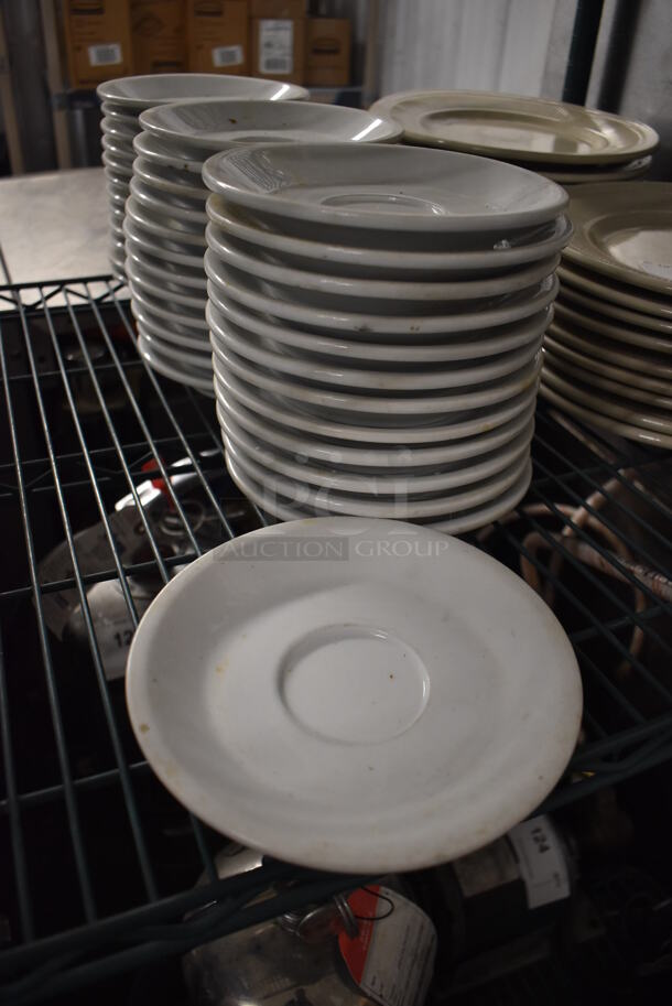 38 White Ceramic Saucers. 7x7x1. 38 Times Your Bid! - Image 1 of 3