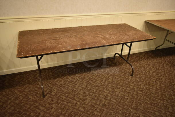 6 Wood Pattern Rectangular Folding Tables. 6 Times Your Bid! BUYER MUST REMOVE. (ballroom #2) - Image 5 of 7