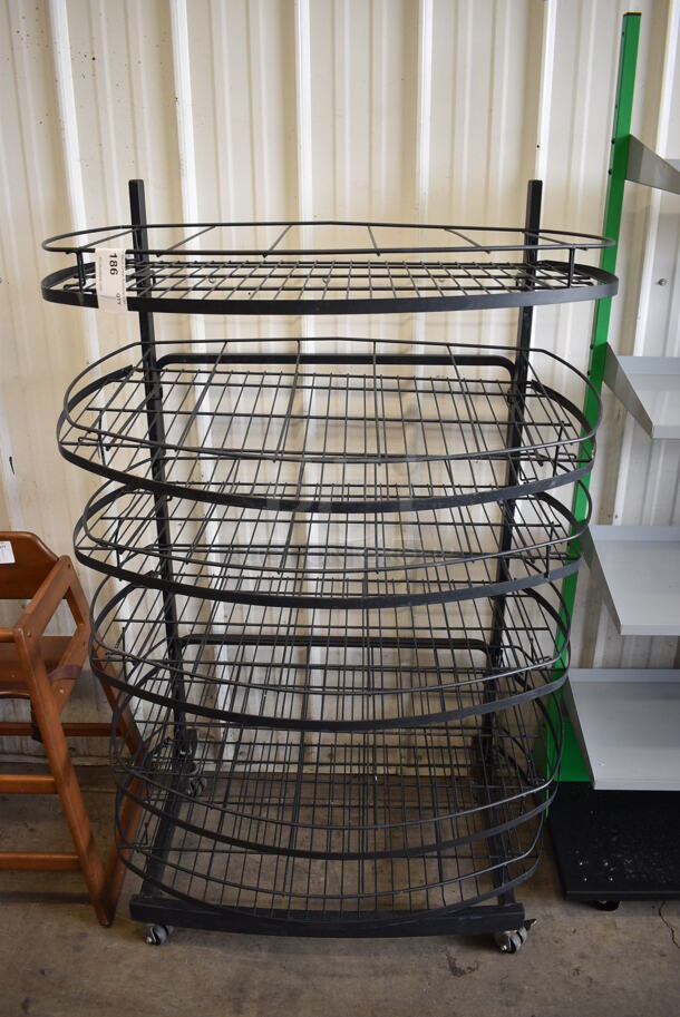 Black Metal 6 Tier Chip Display Rack on Casters. 35x23x56.5