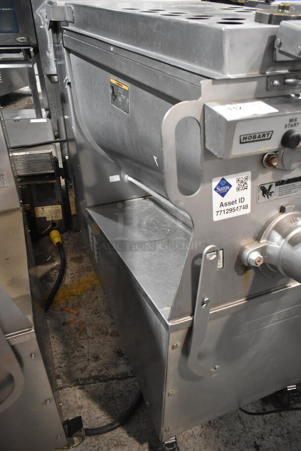 Hobart MG2032 Metal Commercial Floor Style Electric Powered Meat Mixer Grinder w/ Foot Pedal on Commercial Casters. 208 Volts, 3 Phase. Tested and Working! - Image 5 of 8